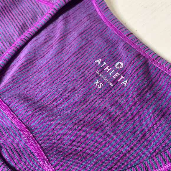 Athleta Purple Striped Fitness Long Sleeve Top XS - Picture 3 of 5